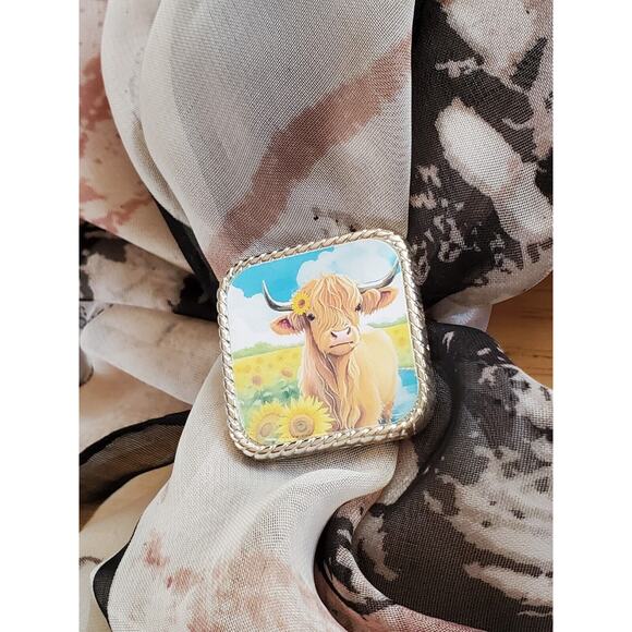 SLIDE Scarf Wild Rag Scarves Slide highland cow gift, bandana slide, western - Picture 2 of 3